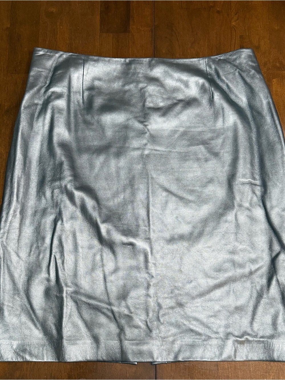 Dana Buchman Metallic Silver Lamb Leather Pencil Skirt Size 16